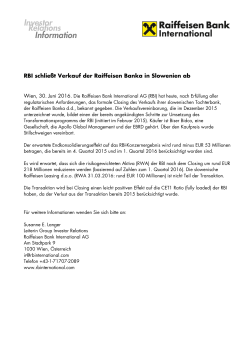 Vienna, 27 March 2006 - Raiffeisen Bank International AG