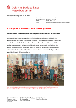 Kindergarten Schnaitsee zu Besuch in der Sparkasse