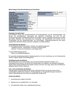 Modul Supply Chain Benchmarking und Controlling Semester