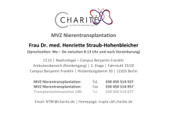 MVZ Nierentransplantation Frau Dr. med. Henriette Straub