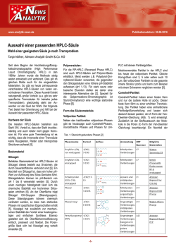 Auswahl einer passenden HPLC-S&auml;ule - Analytik-News