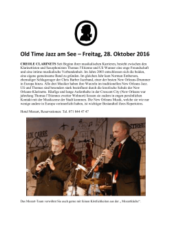 Old Time Jazz am See – Freitag, 28. Oktober 2016