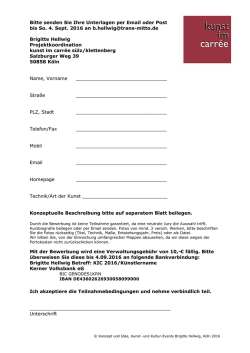 Bitte senden Sie Ihre Unterlagen per Email oder Post bis So. 4. Sept