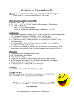 Informationen zur Tennisjugendwoche