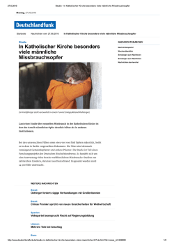 In Katholischer Kirche besonders viele m&auml;nnliche Missbrauchsopfer
