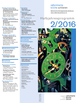 Halbjahresprogramm - Reformierte Kirchgemeinde Schlieren