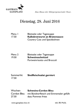 Für Ihre Wochenplanung: Unsere Mittagsmenus