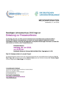 Einladung zur Pressekonferenz - in der Universitätsmedizin Greifswald
