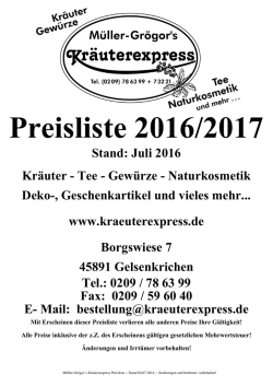 Preisliste 2016/2017 Stand: Juni 2016 Kräuter