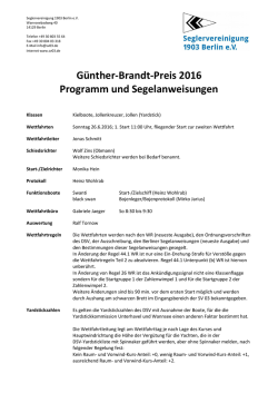G&uuml;nther-Brandt-Preis 2016 Programm und Segelanweisungen