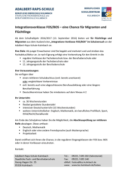Integrationsvorklasse FOS/BOS &ndash; eine Chance f&uuml;r Migranten und