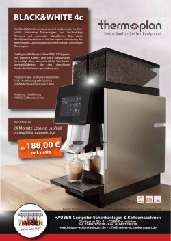 BW4c Aktion - HAUSER Computer-Schankanlagen, Kaffeemaschinen