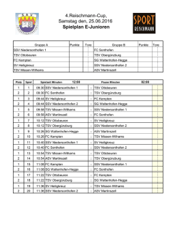 Spielplan Sommerturnier 2016