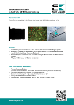 Softwareentwickler/in industrielle 2D-Bildverarbeitung