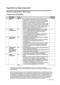 Eigenerkl&auml;rung / Bewertungsmatrix*