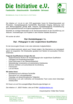 Dipl.-Sozialp&auml;dagogen / in, Dipl. &ndash;P&auml;dagogen/ in