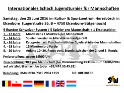 Internationales Schach Jugendturnier f&uuml;r Mannschaften