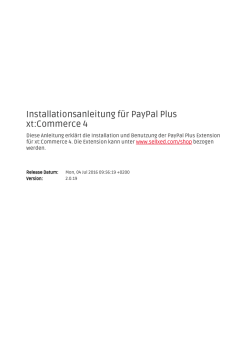 Installationsanleitung für PayPal Plus xt:Commerce 4