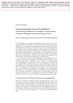 Unterrichtsqualität braucht Fachlichkeit
