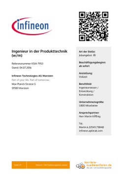Ingenieur in der Produkttechnik (w/m)
