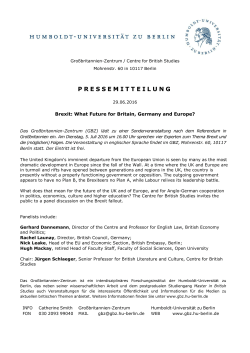 Press release BREXIT - Centre for British Studies - Hu