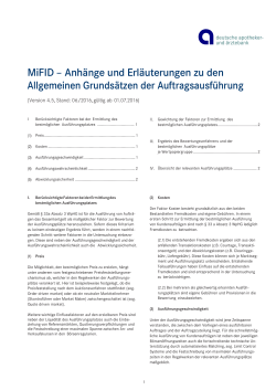 MiFID – Anhänge und Erläuterungen zu den Allgemeinen
