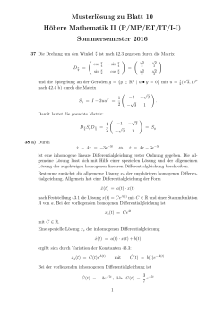 Musterlösung zu Blatt 10 Höhere Mathematik II (P/MP/ET/IT/I