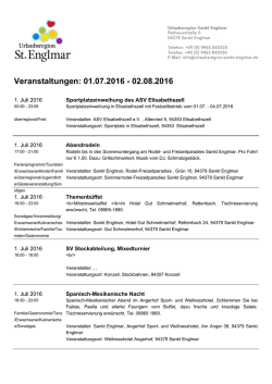 Veranstaltungen: 01.07.2016 - 02.08.2016