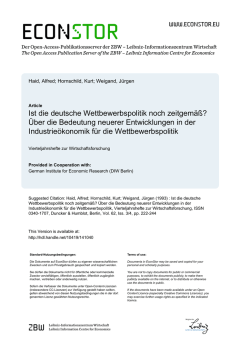 Ist die deutsche Wettbewerbspolitik noch zeitgem&auml;&szlig;?