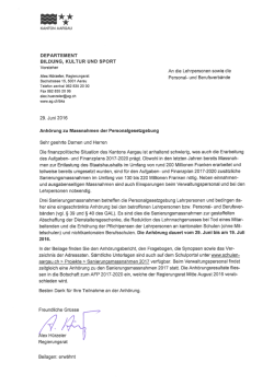 Schreiben des Departementsvorstehers