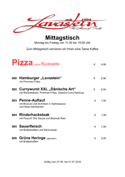 Mittagstisch - Restaurant Lavastein