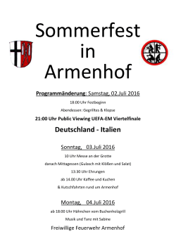 Sommerfest in Armenhof vom 02.07. bis zum