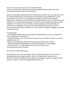 Dramaturg/in / Produktionsleiter/in f&uuml;r die Sparte Tanz