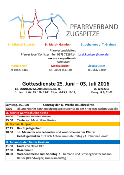 Gottesdienste und Veranstaltungen im Pfarrverband Zugspitze in