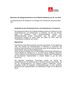 Resolution Frankreich - IG Metall Heidelberg