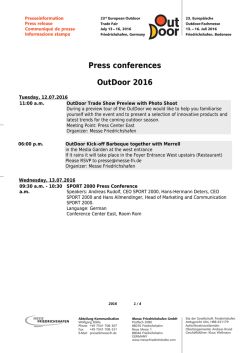 Press dates - OutDoor Show