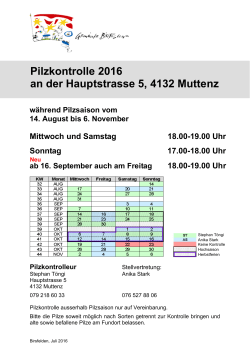Pilzkontrolle 2016 an der Hauptstrasse 5, 4132 Muttenz