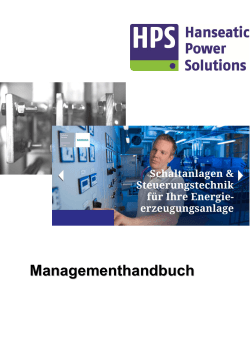 Auszug IM-Handbuch - HPS - Hanseatic Power Solutions GmbH