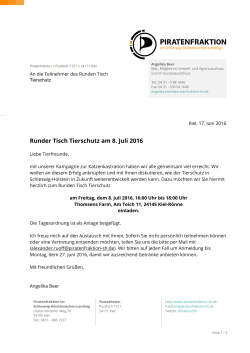 Runder Tisch Tierschutz am 8. Juli 2016