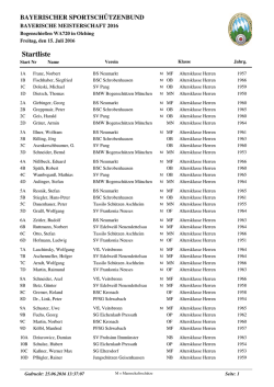 Startliste Bayerische Meisterschaft WA 2016