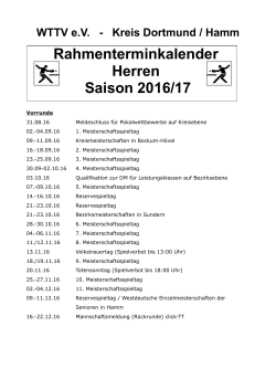 Rahmenterminkalender Herren Saison 2016/17
