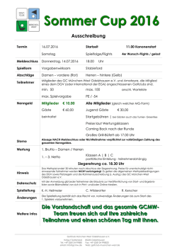Sommer Cup 2016 Ausschreibung - Golfclub München-West