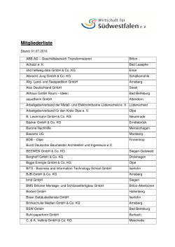 Mitgliederliste des Vereins WfS - IHK Arnsberg Hellweg