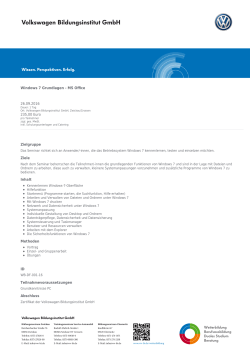 Windows 7 Grundlagen - Volkswagen Bildungsinstitut GmbH