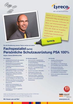 Fachspezialist(w/m) Persönliche Schutzausrüstung PSA 100%