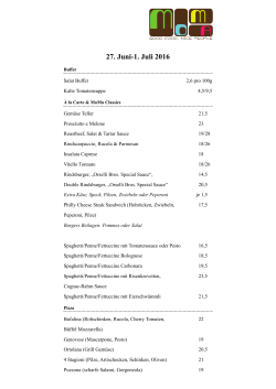 Wochenplan - Moma Restaurant