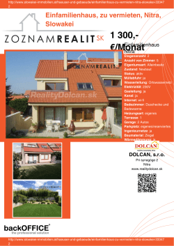 1 300,- €/Monat - Immobilien der Slowakei
