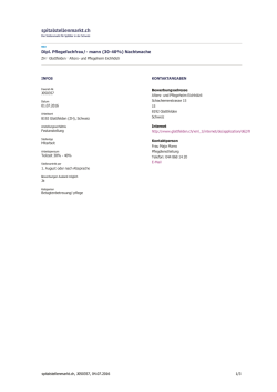 Dipl. Pflegefachfrau/- mann (30-40%) Nachtwache