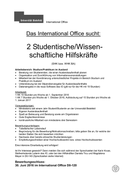 2 Studentische/Wissenschaftliche Hilfskräfte im Bereich Studium