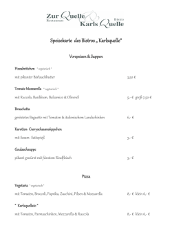 Speisekarte - Restaurant Zur Quelle